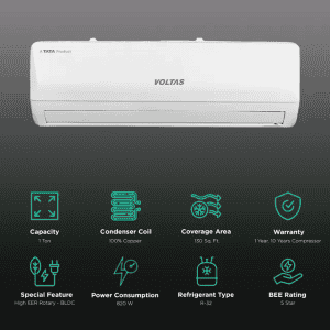 VOLTAS Vertis 5 in 1 Convertible 1 Ton 5 Star Inverter Split AC |  I/D-4503458 SAC 125V VERTIS EMERALD