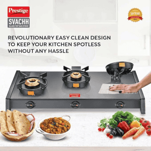 Prestige Svachh Glass Top Gas Stove | 3 Burners | Liftable Burners | GTSB-03