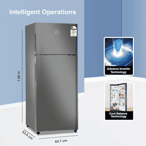 Godrej Edge 294 L 2 Star Frost Free Double Door Refrigerator  | RT EONVALOR 310B 25 RCIM JT ST |  Jet Steel)