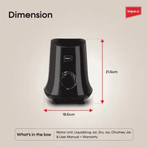 IMPEX Grind Q 800 Pro Black Grind Q series 800 Mixer Grinder | 3 Jars | Black