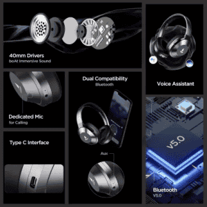 Boat Nirvanaa Headset | Hybrid Active Noise Cancellation | 65H Playback | Gunmetal Grey | 751ANC T