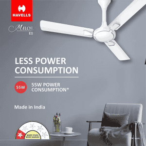 HAVELLS Milor ES 1200 mm 3 Blade Ceiling Fan | 1 Star 1200 mm Energy Saving 3 Blade Ceiling Fan | Pearl White