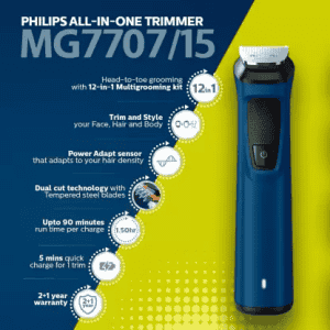PHILIPS 12-in-1 All-in-1 Trimmer | 120 min Runtime 11 Length Settings | MG7707/15