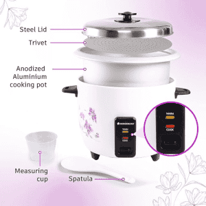 WONDERCHEF Nutri Cook Electric Rice Cooker With Single Bowl | 1.8 Litres | White