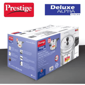 Prestige Deluxe Alpha Svachh Induction Bottom Pressure Cooker | 10 L | Stainless Steel | 20254