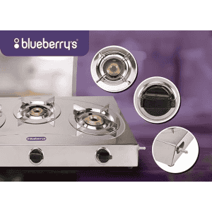 Blueberry's Blaze Full Stainless Steel Gas Stove | 3 Burner