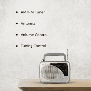 Philips Radio TRISHUL with MW/SW/FM Bands | 200 mW RMS soundoutput | Built in rechargeable battery | RL118/94