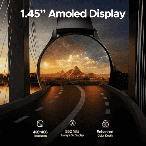 Boat Lunar Peak Smart Watch | 1.45" AMOLED Display, Advanced BT Calling, Always on Display, Cloud & Custom Watch Faces, in-Built Games | Black