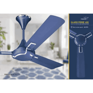 V-Guard Glado Prime 400rpm Riband  Matte 3 Blade Ceiling Fan, Sweep: 1200 mm | Blue
