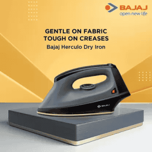 Bajaj Herculo Heavy Weight Dry Iron | 1100 W | White & Black