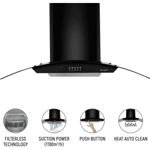 Faber Hood Ace Pro Wall Mounted Chimney | 3D | 90 cm | Black | HC PB FL BK