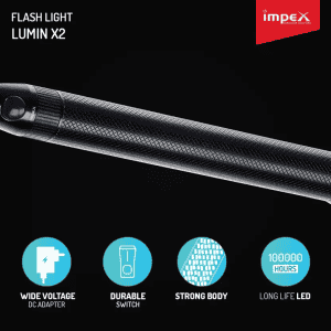 Impex Lumin X2 Torch | Rechargeable Super Bright LED Light Flashlight with Sharp & Long Range Beam | Machined Aircraft Aluminium Body |  Black