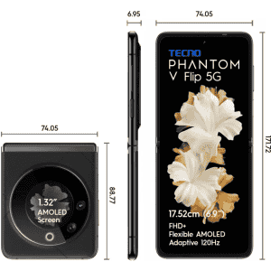Tecno Phantom V Flip 5G | 256 GB / 8 GB RAM | Iconic Black