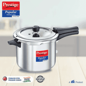 Prestige Popular Svachh  | Spillage Control | Stainless Steel | Pressure Cooker | Silver | 5 L