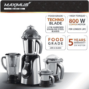Usha Maximus Plus Mixer Grinder | 800 W | Black | MP800MX4