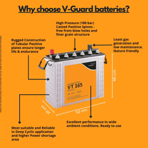 V-Guard | VT165 Tall Tubular Battery | 152Ah  Pure Sine Wave Inverter