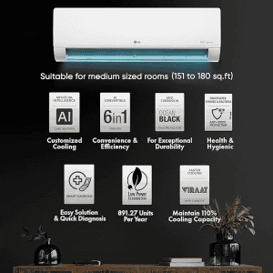 LG | 1 Ton | 5 Star | Rs-Q14Ynze | Ai Dual Inverter Split Ac | White