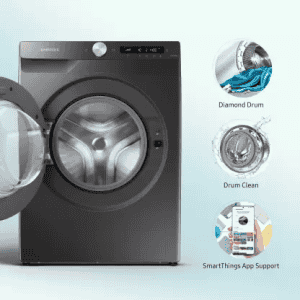 SAMSUNG | WW80T534DAN1TL | 8 kg with Steam | Wi-Fi Enabled Fully Automatic | Front Load Washing Machine | Black