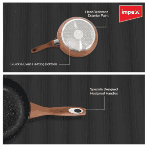 Impex GEM-2S Granite Coated Forged Nonstick Aluminium Induction Base Fry Pan and Tawa Pan Combo