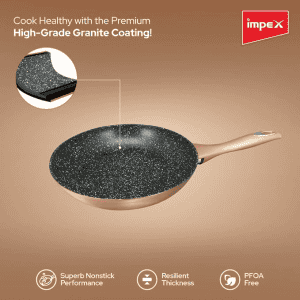 Impex GEM-2S Granite Coated Forged Nonstick Aluminium Induction Base Fry Pan and Tawa Pan Combo