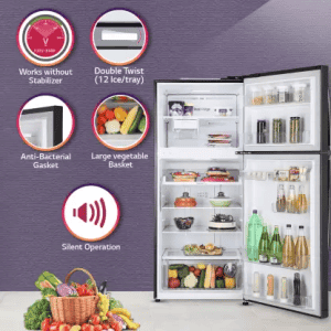 LG 1 Star Frost Free Double Door Convertible Refrigerator | Door Cooling | Inverter Compressor | Express Freeze | Multi Air Flow | 412 L | GL-T432AESR | Ebony Sheen
