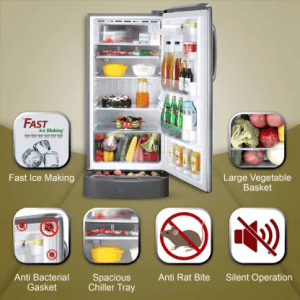 LG 205 L Direct Cool Single Door 5 Star Refrigerator | Smart Inverter Compressor | GL-D221APZZ | Shiny Steel