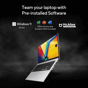 ASUS Vivobook S 15 OLED 2023 Intel Core EVO i5-13500H Thin & Light Laptop | S5504VA-MA543WS | 13th Gen | 15.6″ | 39.62 cm | 2.8K 120Hz OLED | 16GB | 512GB SSD | Windows 11 | Office 2021 | 75WHr | Silver | 1.7 kg