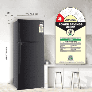 LG 446 Litres 1 Star Frost Free Double Door Convertible Refrigerator |  GL-T502AESR.DESZEB | Ebony Sheen  |