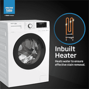 Voltas Beko 8.0kg, Inverter, 5 Star Front Load Washing Machine | WFL8012VTWA | White | Stain Expert |