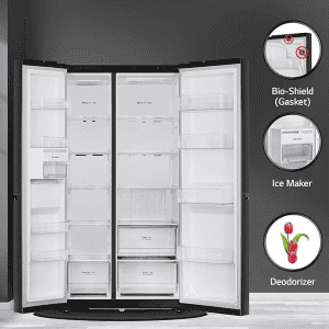 LG 655 L Frost Free Inverter Side by Side Refrigerator  | GL-B257HWBY | Express Freezing | Multi Air-Flow) | Western Black |