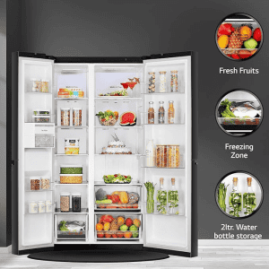 LG 655 L Frost Free Inverter Side by Side Refrigerator  | GL-B257HWBY | Express Freezing | Multi Air-Flow) | Western Black |