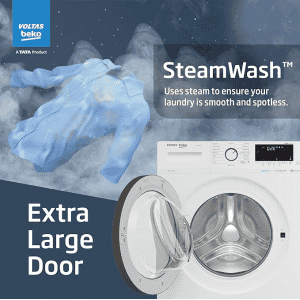 Voltas Beko 8.0kg, Inverter, 5 Star Front Load Washing Machine | WFL8012VTWA | White | Stain Expert |
