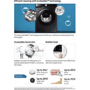 SAMSUNG 9 kg 5 star | Fully Automatic Front Load Washing Machine | WW90T504DAB1TL | Black