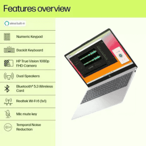 HP 15s 15-fd0013TU Thin and Light Laptop |15.6 Inch | Intel Core i5 13th Gen 1335U | 16 GB/512 GB SSD/Windows 11 Home | Natural Silver