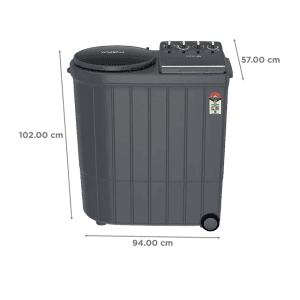 Whirlpool 10kg 5 Star | Semi Automatic washing machine | Twin Load Washer Dryer with 3D Lint Filter | 30277 ACE XL 10 | Graphite Grey