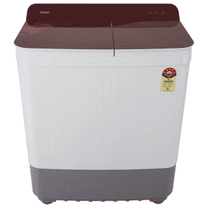 Haier 8 kg 5 Star | Semi Automatic Washing Machine | Anti Bacterial Vortex Pulsator HTW80-178 | Burgundy with Flower