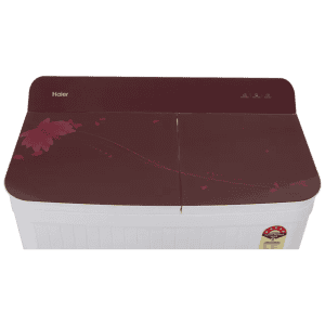Haier 8 kg 5 Star | Semi Automatic Washing Machine | Anti Bacterial Vortex Pulsator HTW80-178 | Burgundy with Flower