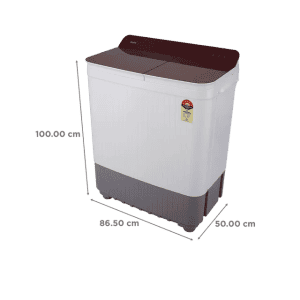 Haier 8 kg 5 Star | Semi Automatic Washing Machine | Anti Bacterial Vortex Pulsator HTW80-178 | Burgundy with Flower