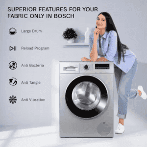 BOSCH 8 kg | Fully Automatic Front Load Washing Machine | WAJ2426PIN | In-built Heater | Silver