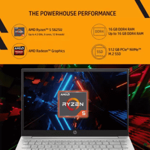 HP Pavilion AMD Ryzen 5 Hexa Core Thin and Light Laptop | 5625U  | 14-EC1003AU | 8 GB/512 GB SSD/Windows 11 Home | Natural Silver