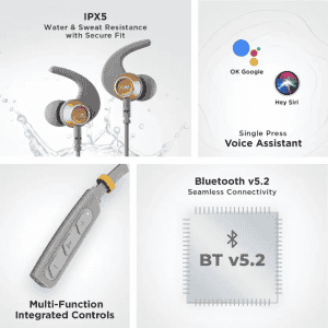 boAt Rockerz 235 Pro with upto 20 Hours Playback & ASAP Charge Bluetooth Headset  | Ash Grey | In the Ear