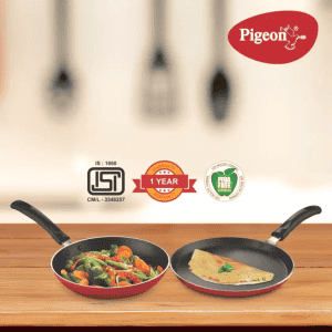 Pigeon Favourite Duo Pack Tawa & Fry Pan Non Stick Coated Cookware Set  | Aluminium | 2 Piece