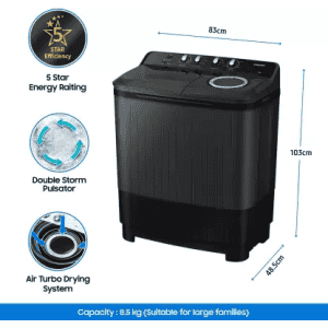 Samsung Semi Automatic Top Load Washing Machine | 8.5 kg | Dark Gray | WT85B4200GD/TL