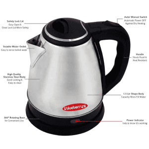 Blueberrys Premium 2023 Special 1.8 Liter 1500 Watt Stainless Steel Electric Kettle