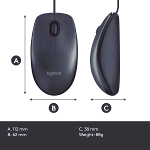 Logitech M100r Wired USB Mouse | Black |