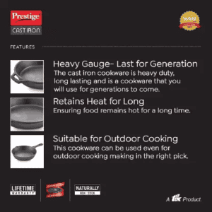 Prestige | Cast Iron | 25 cm diameter | 1 L capacity | Fry Pan