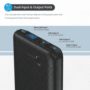 Portronics Power Brick II 10000 mAh,2.4A 12w Slim Power Bank with Dual USB