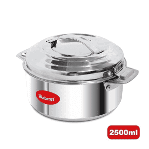Blueberry’s Hotpot Thermoware Casserole | 2500 ml | 100% Stainless Steel | Unique Locking System | Keeping Hot for Hours | Silver