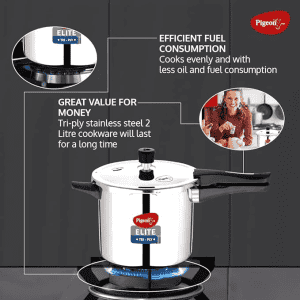 Pigeon by Stovekraft Elite Shine 4 L Tri-Ply Body Outer Lid Pressure Cooker