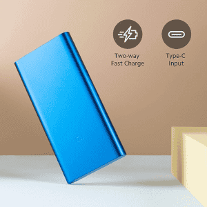 MI 10000mAh 3i Lithium Polymer Power Bank |  Dual Input(Micro-USB and Type C) and Output Ports 18W Fast Charging  | Metallic Blue |